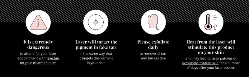 It is dangerous to wear fake tan when having laser hair removal