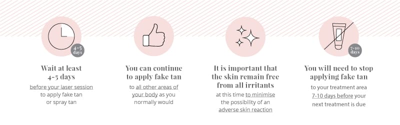 Fake tan is not recommended directly after laser hair removal